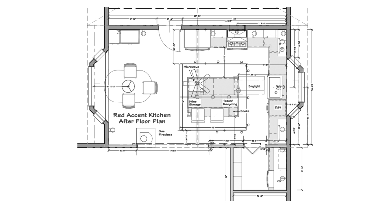 Red Accent Kitchen Floor Plan After